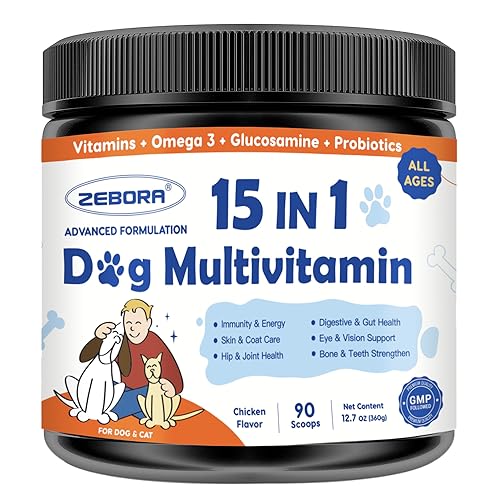 Dog Multivitamin Powder with Glucosamine, Dog Vitamins and Supplements for Immune Support, Dog Skin and Coat Supplement with Omega 3 for Allergy Relief, Probiotics for Dog Support Digestive Health