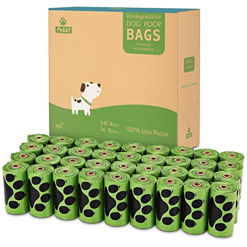Dog Poop Bag 540 Count, Dog Poop Bags Rolls, Dog Bags for Poop Unscented Refill Rolls, 9" X 13" Durable Thick Poop Bags for Dogs, Doggie Poop Bags, Dog Waste Bags by PobbY