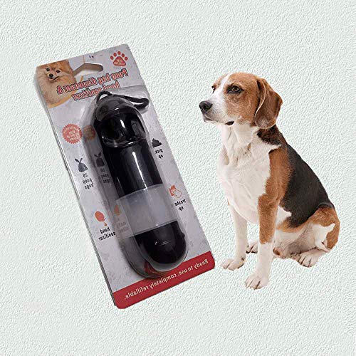 Dog Poop Bag Holder with Empty Hand Sanitizer Bottle On the Go|Pet Waste Bags Dispenser with Refillable Liquid Soap Bottle for Car Outdoor Travel |Sanitizer not Included (Black)