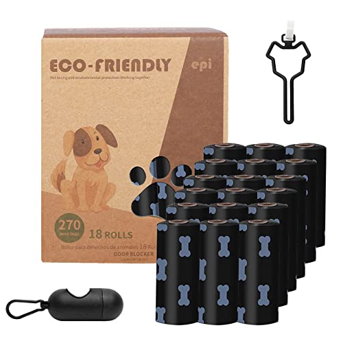 Dog Poop Bags,270 Bags Dog Waste Bags with Dispenser Leash Clip Extra Thick Strong Leak-Proof Doggy Bags Lavender Scented 18 Rolls 13 x 9 Inches Black