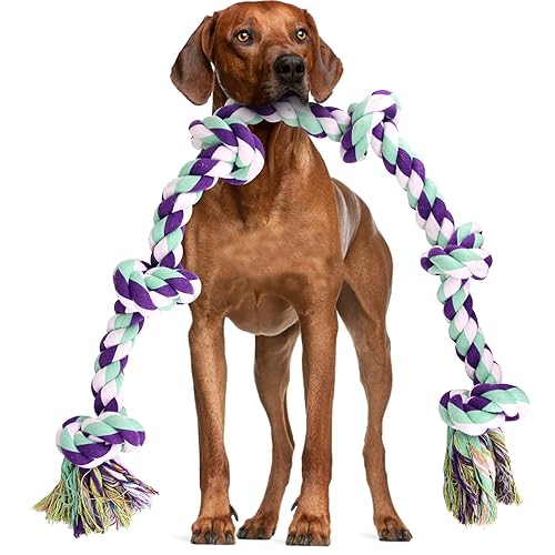 Dog Rope Toys for Large Dogs - 42In 6 Knots Indestructible Dog Rope Toy, Dog Toys for Aggressive Chewers, Heavy Duty Dog Chew Toys, Tug of War Rope Toy, Durable Dog Rope Toys for Medium Large Breeds