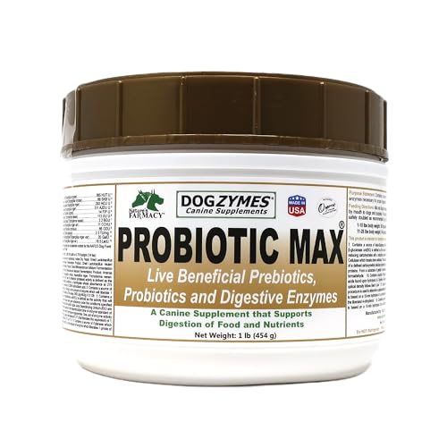 Dogzymes Probiotic Max -10 Billion CFU's Probiotics, Prebiotics, Digestive Enzymes - Relieves Diarrhea, Upset Stomach, Constipation, Gas, Allergy, Immunity & Overall Health 1 Pound