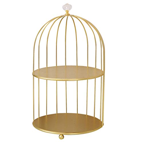 DOITOOL Cosmetics Iron Storage Rack Antique Bird Cage Jewelry Holder Dessert Cupcake Stand Necklace Earring Organizer Display Large Vanity Tray for Women Girl Valentine Souvenir