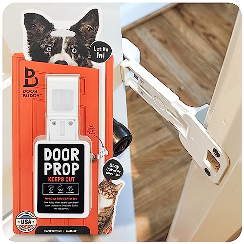 Door Buddy Door Prop for Cats - Easiest Cat Door Latch Holder to Keep Interior Door Open for Pets - Dog Proof Cat Feeding Station & Litter Box - Strong & Portable Door Stopper & Pet Gate Alternative