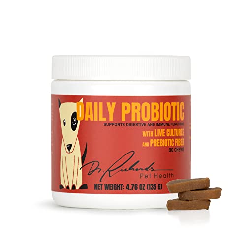 Dr. Richard's Daily Probiotic for Dogs - Daily Chew Supports Digestion, Immunity, Gut Health, Regularity with 100 Million CFUs Bacillus Coagulans & 200mg FOS Fiber for All Adult Ages