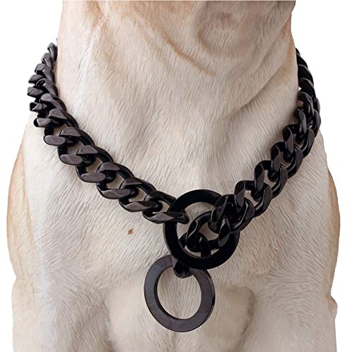 Durable Walking Dog Training Collar, Strong Stainless Steel Chain for Pitbull German Shepherd and Large Dogs.