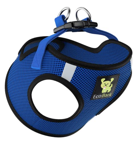EcoBark Step in Dog Harness Reflective Soft Ultra Padded Mesh Dog Harnesses for XXS, XS, Small, and Medium Dogs Eco-Friendly Comfort Secure Halter No Pull Adjustable Pet Vest (XXXS, Royal Blue)