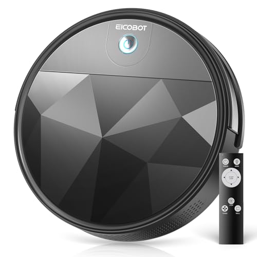 EICOBOT Robot Vacuum Cleaner,Quite,Slim,Automatic Charging,Tangle-Free Suction,Good for Pet Hair,Hard Floor and Low Pile Carpet，Grey