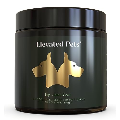 Elevated Pets Omega 3 Fish Oil Treats + MSM + Glucosamine + Chondroitin + EPA + DHA Anti-Inflammatory Hip & Joint, Coat Support Supplement for Dogs