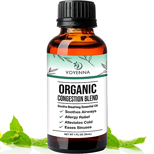 Essential Oil Breathe Blend for Diffuser, Humidifier, Aromatherapy & Rub with Peppermint & Eucalyptus Oils | for Headache, Allergy & Congestion