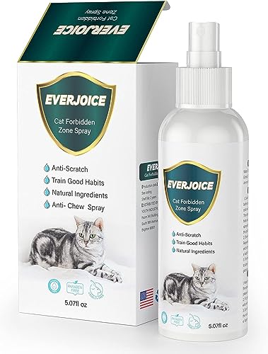 EverJoice Cat Deterrent Spray Indoor,Anti Scratch Spray with Bitter, Training Aid for Cat & Kitten, White