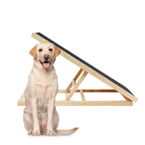 ExiBryony Pet Ramp Large Size-Portable Folding Nonslip Wooden Ramp for Dogs & Cats Up to 100 Lbs 40”Long and Height Adjustable from 13.8”to 21.7”,Suit for Indoor Outdoor Bed Couch Car Use