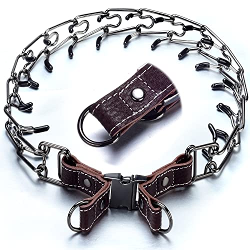 Fas Plus Prong Collar for Dogs, Pinch Collar for Dogs, Adjustable Dog Training Collar Choke Spike No Pull Martingale Collars with Quick Release Buckle for Small Medium Large Dogs (Black 12"~28")