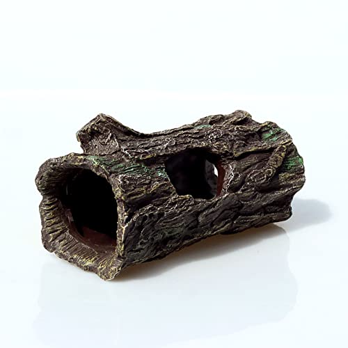 fazhongfa Reptile Hide Tree Trunk Lizard Snake Gecko Axolotl Spider Turtles Bearded Dragon Tank Accessories Large Hollow Log for Aquarium or Fish Tank Resin Wood Decorations Ornament