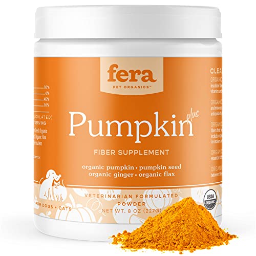 Fera Pet Organics- Pumpkin Plus - Fiber Supplement - Pumpkin for Dogs and Pumpkin for Cats - Supports Digestion, Heart & Gut Health - Vitamin with Pumpkin Seed - USDA Certified Organic -120 Servings