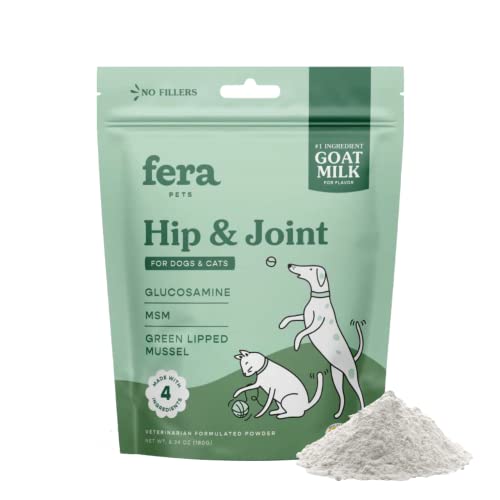 Fera Pets - Hip and Joint Supplement Dogs and Cats - Goats Milk for Dogs - Goat Milk for Cats - Dog Meal Topper - Dog Food Topper with Glucosamine for Dogs - Powder - 60 Servings