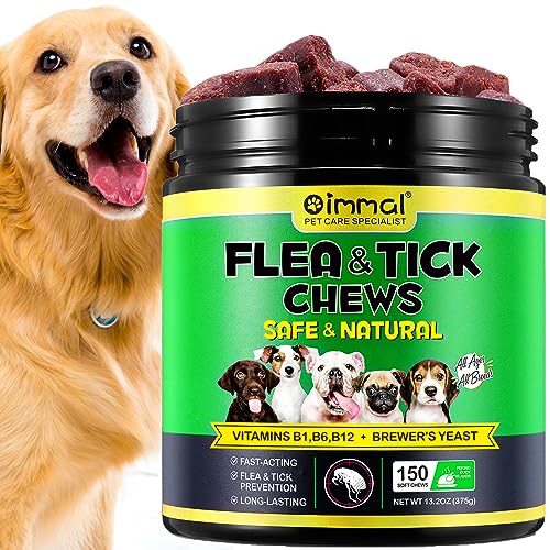 Flea and Tick Prevention for Dogs Chewable, 150 Chews Dog Natural Flea & Tick Control Supplement, Dog Flea and Tick Treatment, Oral Flea Pills for All Breeds and Ages Dogs