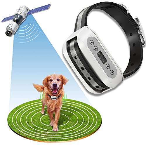 FOCUSER GPS Wireless Dog Fence System, Electric Satellite Technology Pet Containment System by GPS Signal for Dogs and Pets with Waterproof & Rechargeable Collar Receiver, Container Boundary (White)