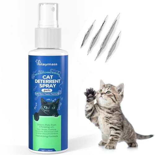 folaymass Cat Deterrent Spray for Scratching Indoors & Outdoors - Cat Spray Repellent - Non-Toxic, Alcohol Free Anti Scratch Furniture Protector Spray