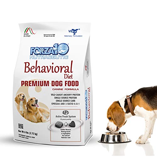 Forza10 Behavioral Calming Dry Dog Food - Contains Valerian Root to Calm Dogs, Helps with Dog Anxiety, Stress Relief, Barking, Thunderstorms, 6 Pound Bag, for Adult Dogs, Wild Caught Anchovy Flavor