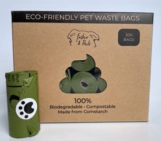 Foster & Pals Dog & Cat Poop Bags | 300 Unscented | Biodegradable & Compostable | Plant Based | Eco-Friendly | Veteran Owned Small Business | One Tree Planted Partnership, Sage Green