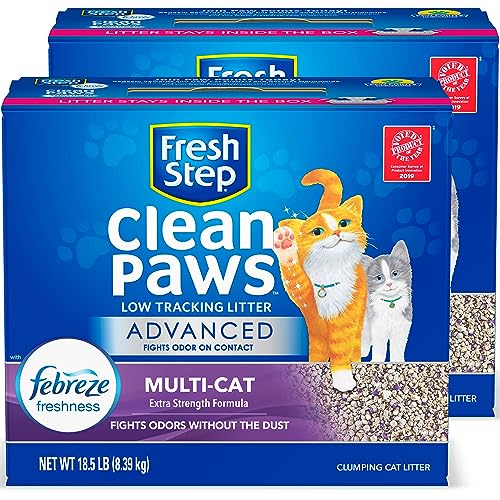 Fresh Step Clumping Cat Litter, Advanced, Clean Paws Multi-Cat, Extra Large, 37 Pounds total (2 Pack of 18.5lb Boxes)