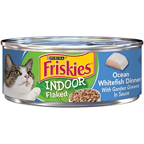 Friskies Purina Friskies Indoor Wet Cat Food, Indoor Flaked Ocean Whitefish Dinner in Sauce - (24) 5.5 oz. Cans