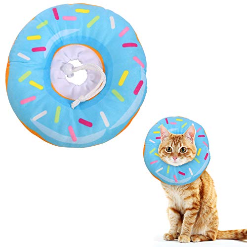 FRIUSATE Cat Cone Collar Soft, Cat Recovery Collar Cute Cat Donut Adjustable Elizabethan Cone Cat Cones to Stop Licking Comfortable Lightweight Neck Cone for Cats Kittens After Surgery