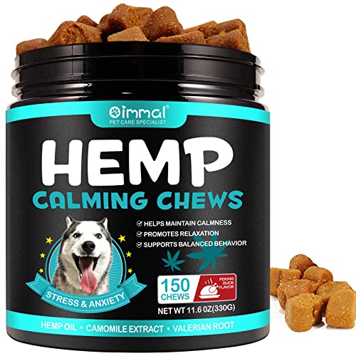 Frovetani Hemp Calming Chews for Dogs with Anxiety and Stress - 150 Soft Dog Calming Treats - Storms, Barking, Separation - Valerian Root - Melatonin, Dog Anxiety Relief (Duck, 150 Chews)