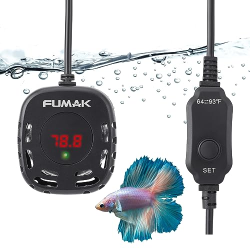 FUMAK Mini Aquarium Heater Adjustable 100W Submersible Fish Tank Heater with LED Digital Display, Turtle Tank Heater Small Aquarium Heater, Ideal for 10-20 Gallons Tanks