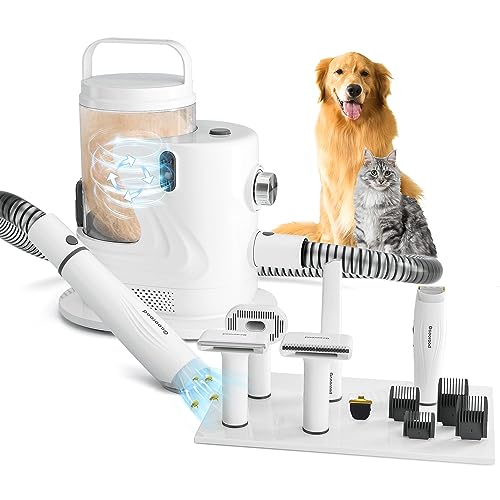 geoorood Pet Grooming Vacuum, Dog Grooming Kit, Dog Hair Vacuum for Shedding, 3L Large Capacity Dirt Cup Large Dog Grooming Kit & Vacuum Professional Dog Grooming Clippers