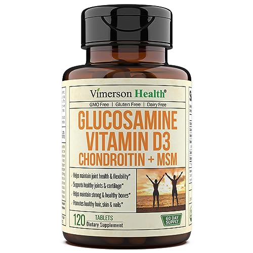 Glucosamine Chondroitin with Vitamin D3, Boswellia, MSM & Bromelain - Joint Health Supplement for Women & Men - Supports Hair, Skin and Nail Health, Strong Bones, and Immune Health. 120 Tablets