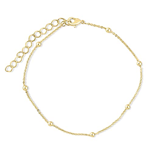 Gold Beaded Anklet for Women,18K Gold Plated Beach Lucky Star Foot Chain Ankle Bracelet Anklet for Women (Beads)