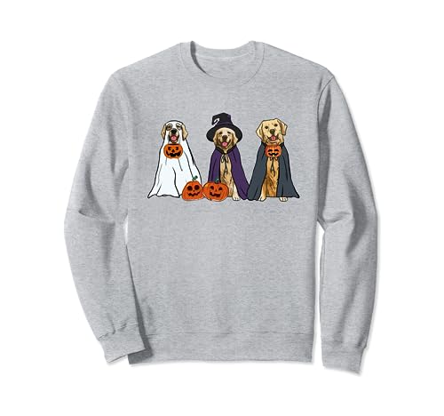 Golden Retriever Ghost Dogs Pumpkin Halloween Costume Women Sweatshirt