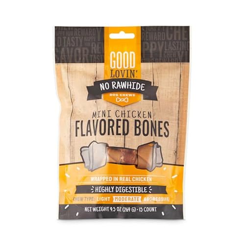 Good Lovin' No Rawhide Mini Chicken Flavored Dog Bones, 9.5 oz., Count of 15