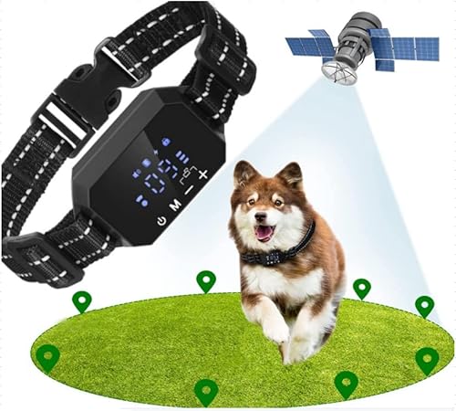 GPS Wireless Dog Fence, 2023 Electric Fence System for Dogs, Portable GPS Wireless Pet Containment System. Large Signal Boundary Range Up to 6560Ft. Adjustable Collar for All Large and Medium Dogs