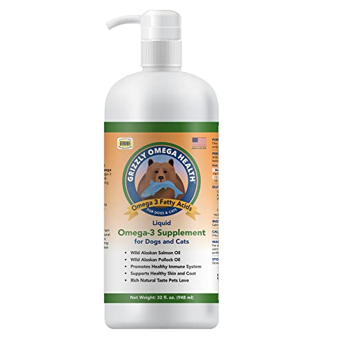 Grizzly Omega Health for Dogs & Cats, Wild Salmon Oil/Pollock Oil Omega-3 Blend