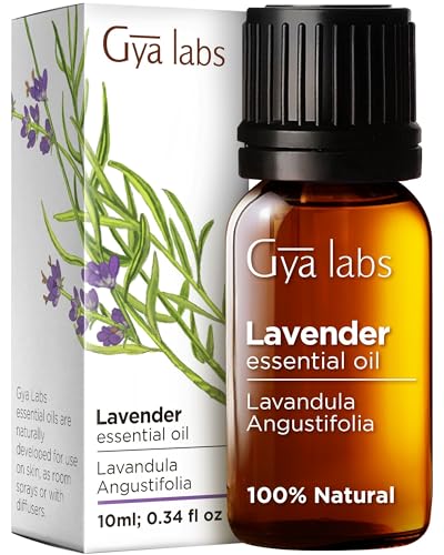 Gya Labs Lavender Oil Essential Oil for Diffuser - 100% Natural Lavender Oil Essential Oils for Skin, Lavender Essential Oil for Hair & Massage - 100% Pure Aromatherapy Oils (0.34 fl oz)