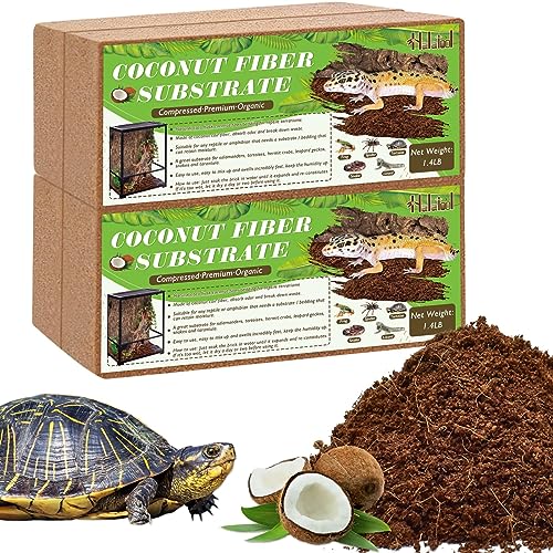 Halatool 4Pack Organic Coco Coir Substrate for Reptiles & Amphibians Compressed Coconut Coir Brick Premium Coconut Husk Fiber Terrarium Bedding for Tortoises Beard Dragon Snake Tarantula Worm Bins