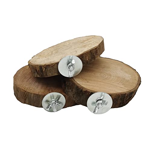 Hamiledyi Perch Platform for Bird Cage,Natural Round Wooden Stand Platform Bird Toy for Canary Parakeet Cockatiel Parrot Budgie Sparrow(3 Pcs)