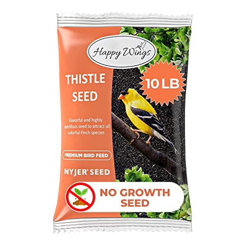 Happy Wings Nyjer/Thistle Seeds Wild Bird Food - 10 Pounds I No Grow Seed I Bird Seed for Wild Birds