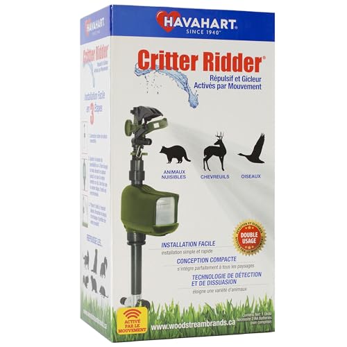 Havahart 5277 Critter Ridder Motion Activated Animal Repellent and Sprinkler - Repel Cats, Dogs, Chipmunks, Groundhogs, Squirrels, Skunks, Deer, and More
