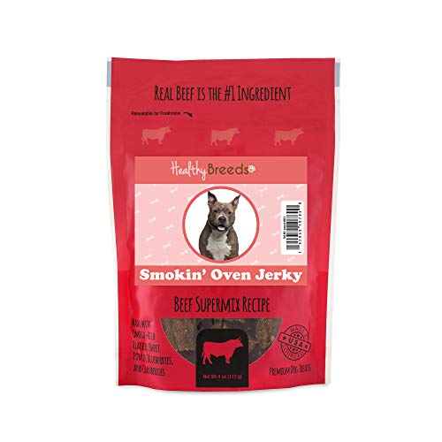 Healthy Breeds American Staffordshire Terrier Smokin' Oven Beef Supermix Recipe Jerky Dog Treats 4 oz