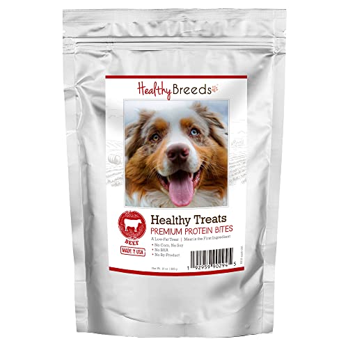 Healthy Breeds Australian Shepherd Healthy Treats Premium Protein Bites - Low Fat Dog Treats - Beef is The 1st Ingredient - 10 oz