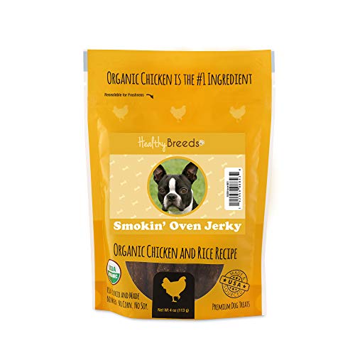 Healthy Breeds Boston Terrier Smokin' Oven Organic Chicken & Rice Recipe Jerky Dog Treats 4 oz
