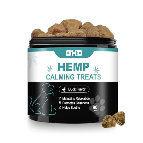 Hemp Calming Chews for Dogs, Dog Calming Treats Anxiety Relief 100% Golden Ratio of Natural Ingredients Calming Dog Treats, Aid with Separation, Barking, Stress Relief, Thunderstorms - Duck 90 Chews