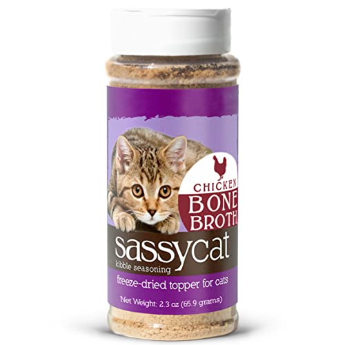 Herbsmith Sassy Cat Kibble Seasoning – Freeze Dried Bone Broth – Cat Food Topper for Picky Eaters – Chicken Bone Broth