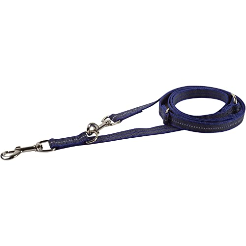 Herm Sprenger Adjustable Dog Training Leash | Secure & Non-Slip Rubberized Nylon Grip Hands Free Dog Leash | Durable ¾” Thick Reflective Dog Training Leash (4FT - 7.5 FT Length) (Blue)