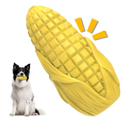HICC PULE Indestructible Dog Toy for Aggressive Chewers, Squeaky Tough Dog Chew Toys with Bacon Flavor, Durable Dog Teeth Cleaning Toy for Medium Large Breeds, Keep Dog Busy (Yellow)