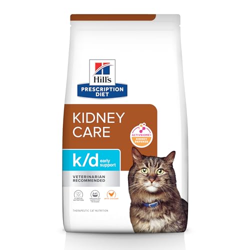 Hill's Prescription Diet k/d Early Support Kidney Care Chicken Flavor Dry Cat Food, Veterinary Diet, 4 lb. Bag